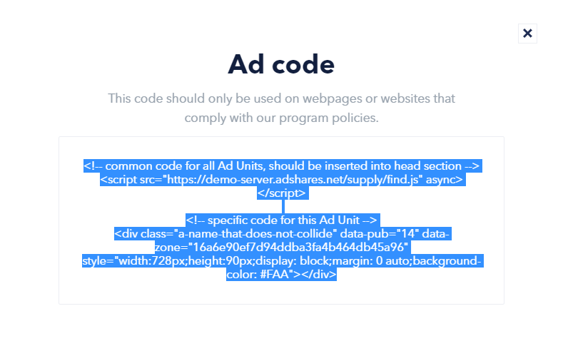 Ad Code